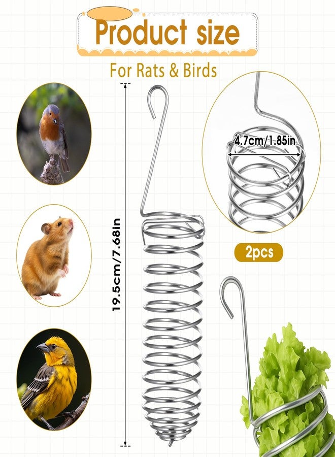 Hpmjz 2Pcs Rat Enrichment Toys Stainless Steel Bird Food Holder Rat Parrot Foraging Toy Hanging Rodent Toy Fruit Vegetable Holder Puzzle Toys Slow Feeder Parakeet Foraging Mice Cage Accessories - Image 2